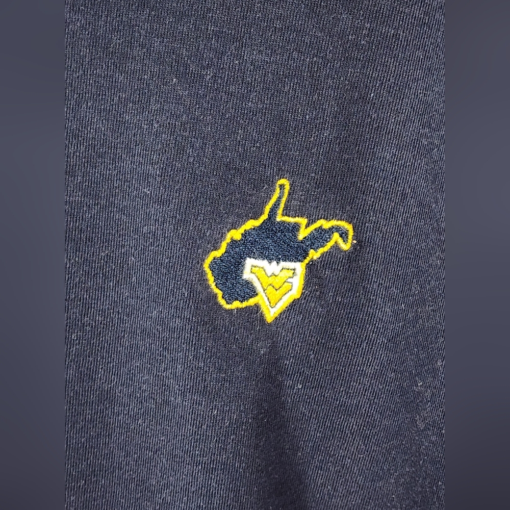 NUTMEG MILLS WEST VIRGINIA UNIVERSITY MEN'S POLO, SIZE LARGE, BLUE VTG Ca. 197Os - Picture 2 of 6